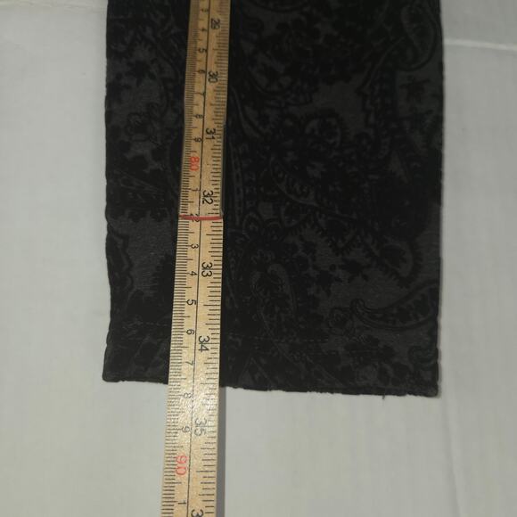 One 5 One Womans 2X Velvet Burnout Pants Black Flocked Paisley Stretch Going Out - Picture 5 of 15